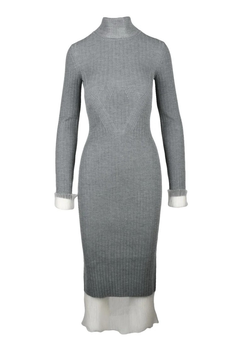 Sportmax Long Knit Dress - Grey