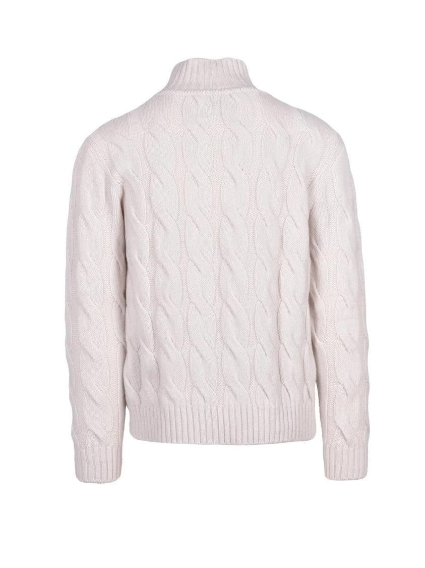 Eleventy Textured Cable Knit Sweater With Ribbed Details