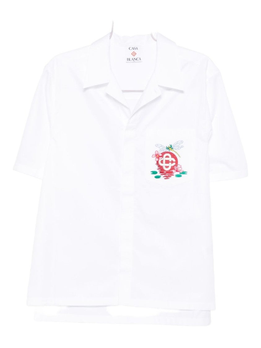 Casablanca Short-Sleeve Cotton Shirt With Camp Collar