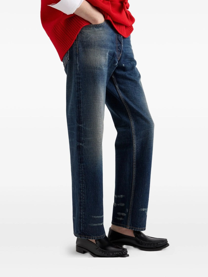 Prada Medium Blue Relaxed-Fit Five-Pocket Jeans