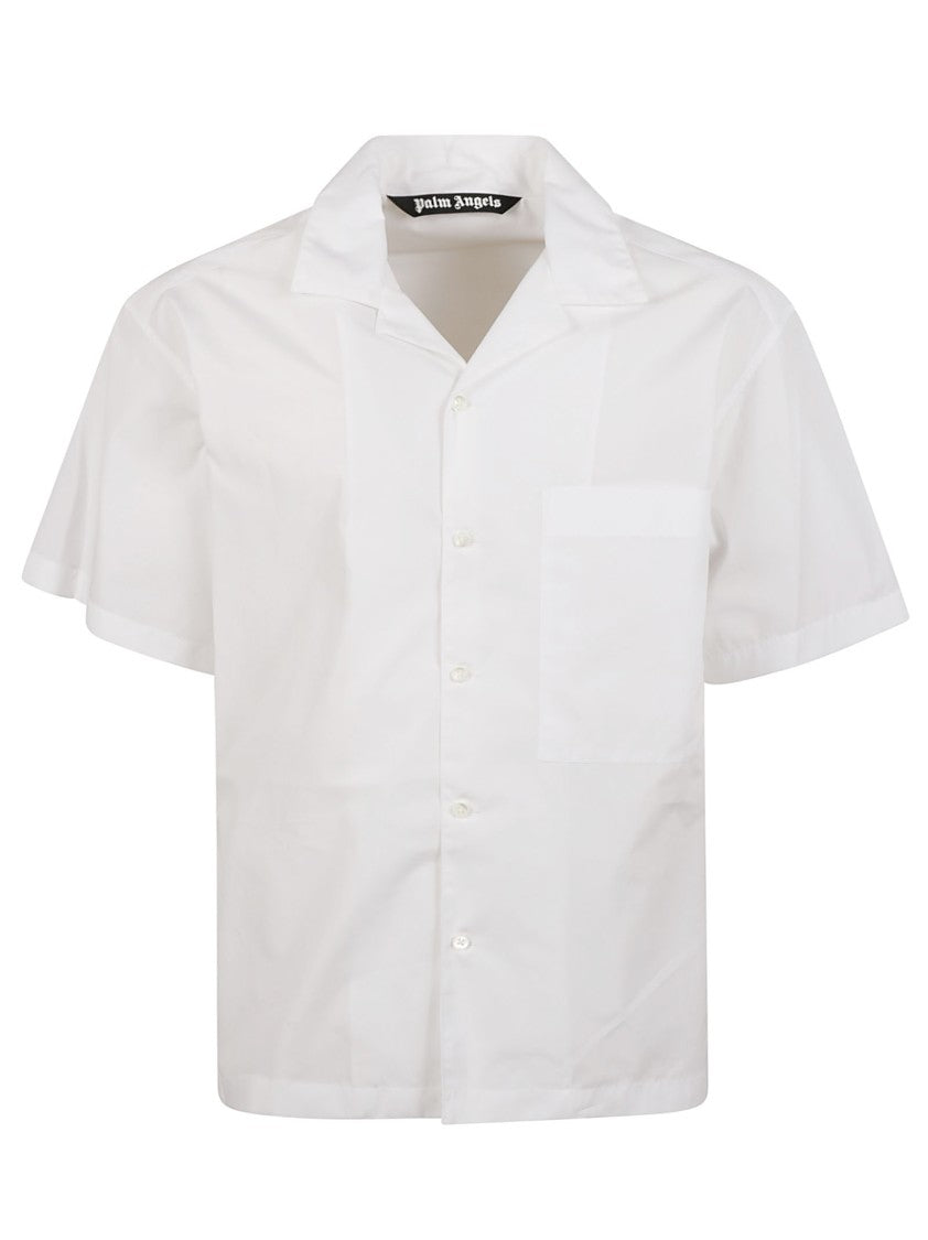Palm Angels Short-Sleeved Button-Down Shirt With Bold Logo