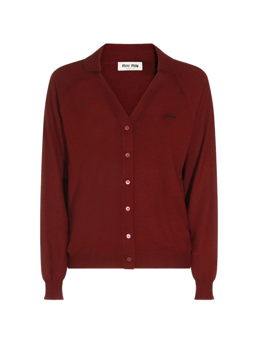 Miu Miu Cardigan With Classic V-Neckline And Fitted Silhouette