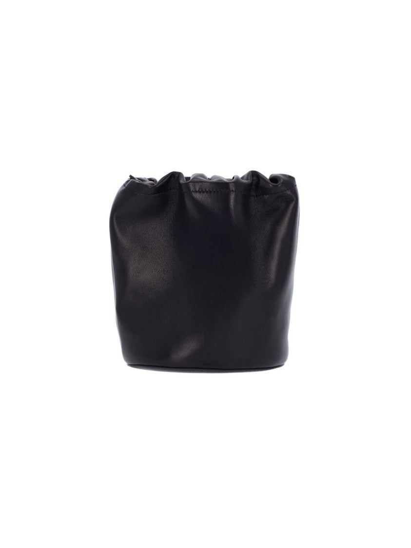 Maison Margiela Black Lambskin Bucket Bag With Adjustable Drawstring