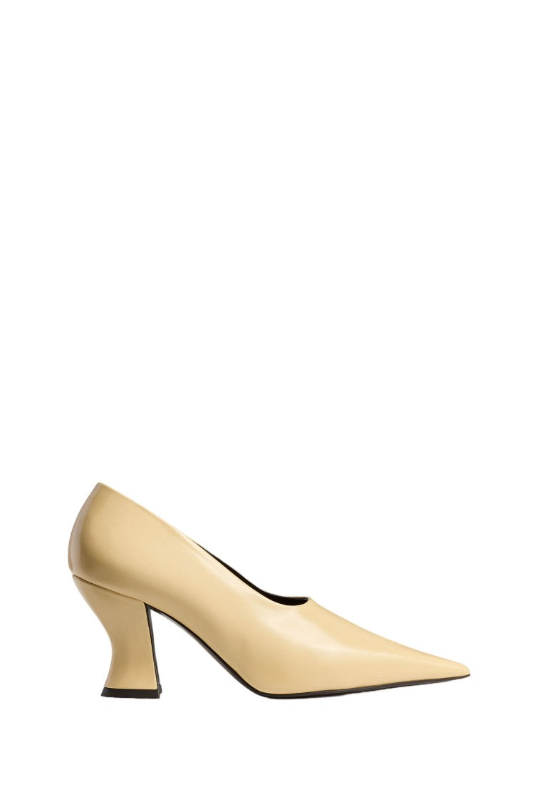 Khaite Colleen 75 Glazed Calfskin Block Heel Pumps