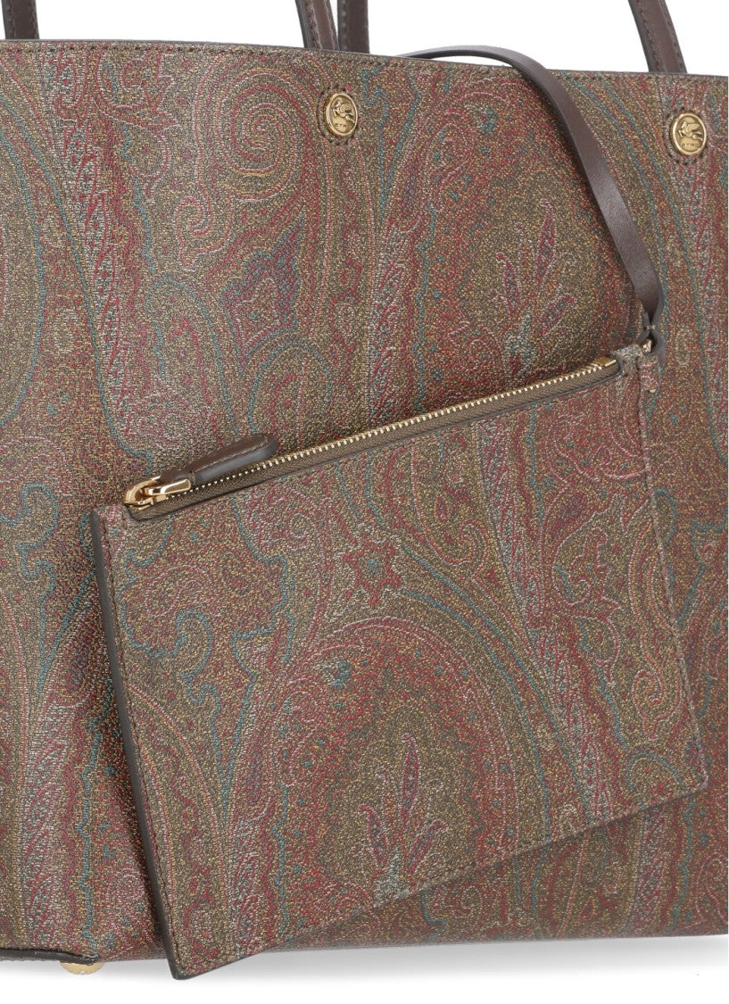 Etro Brown Cotton Shopping Bag With Pochette