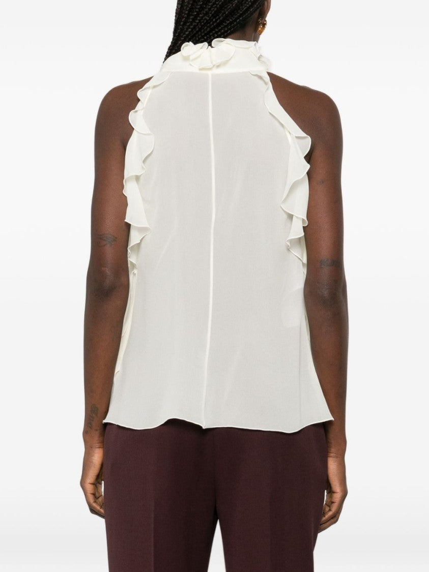 Alexander Mcqueen Silk Top With High Ruffled Neckline