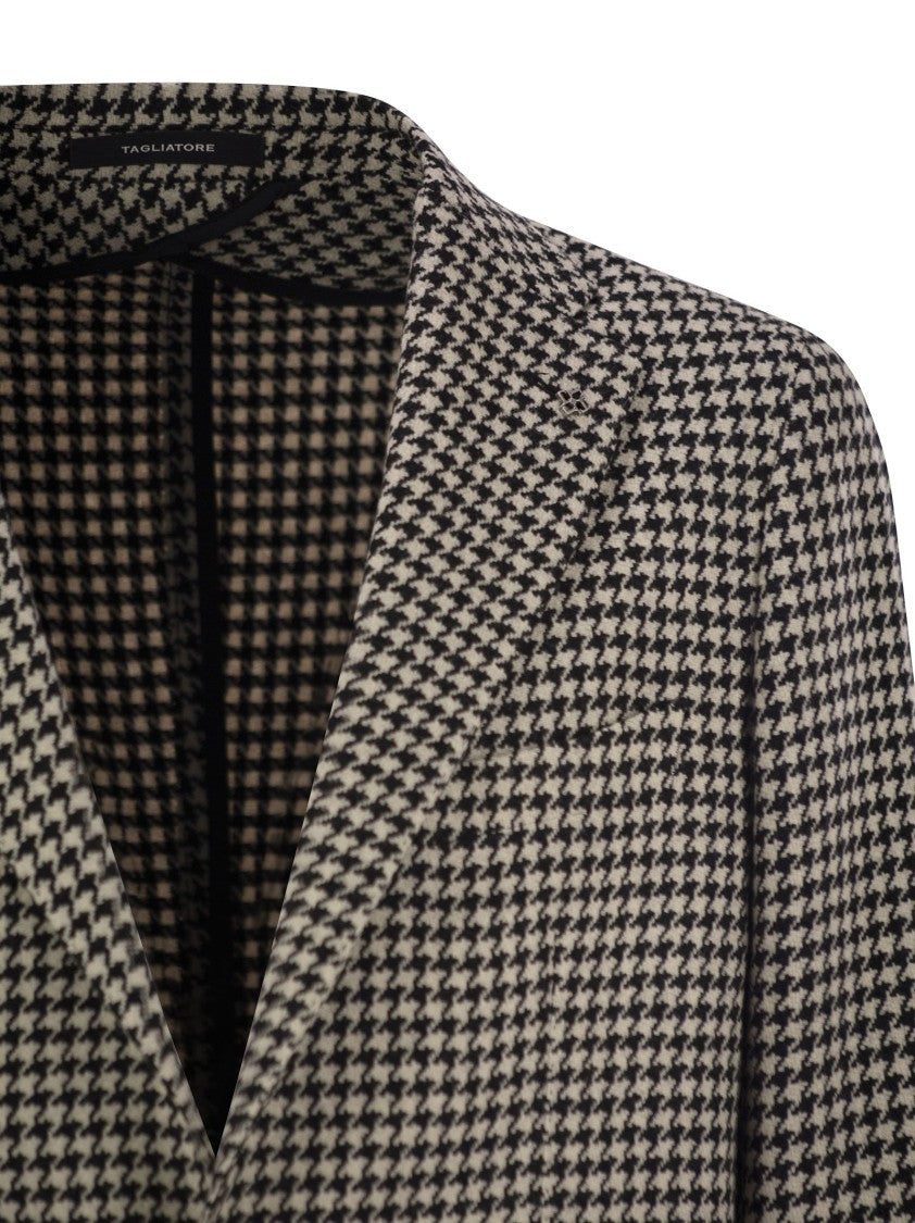 Tagliatore Houndstooth Virgin Wool Blend Jacket