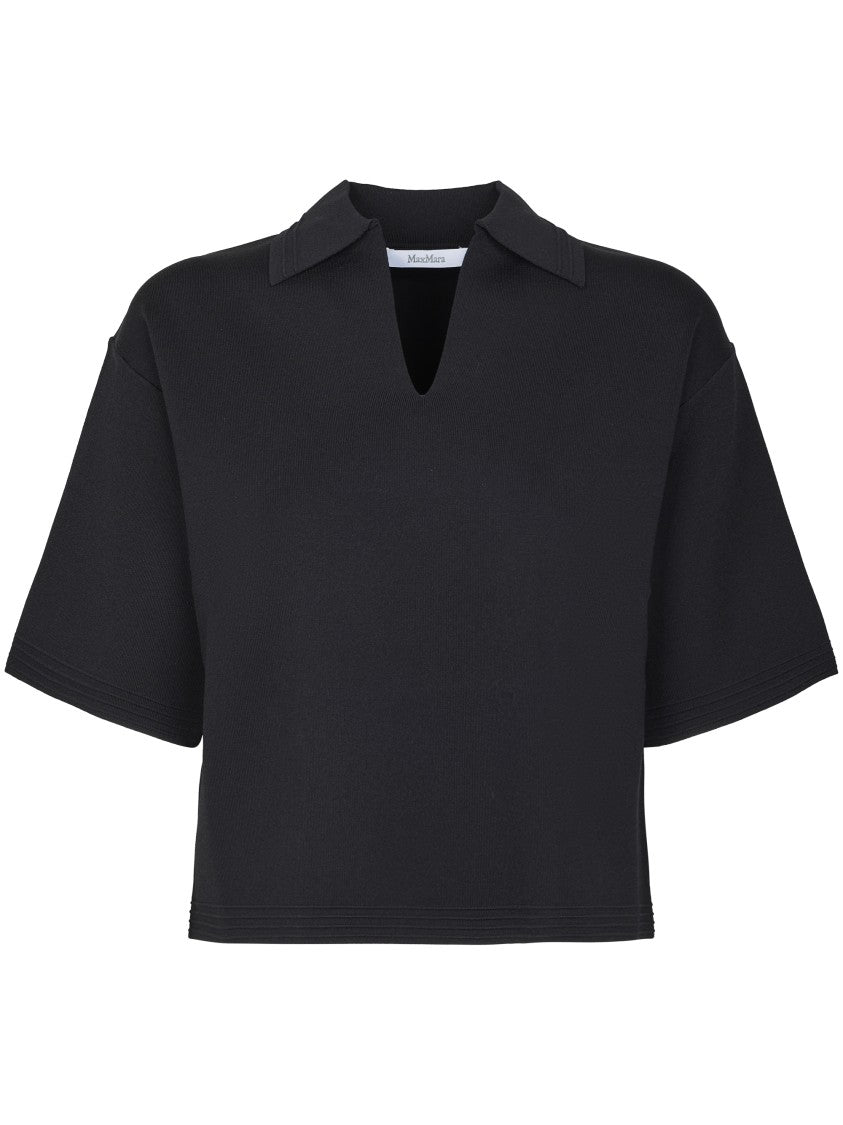 Max Mara Cropped Short-Sleeved Top With V-Notch Detail