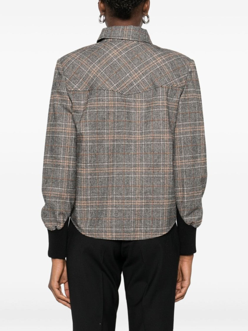 Pinko Cropped Plaid Shirt With Contrasting Cuffs