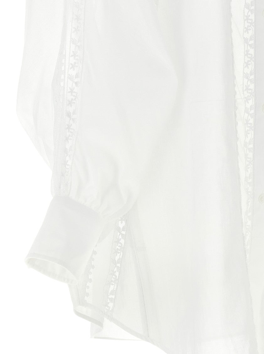 Ermanno Scervino Macramé Lace Cotton Shirt With Tulle Inserts