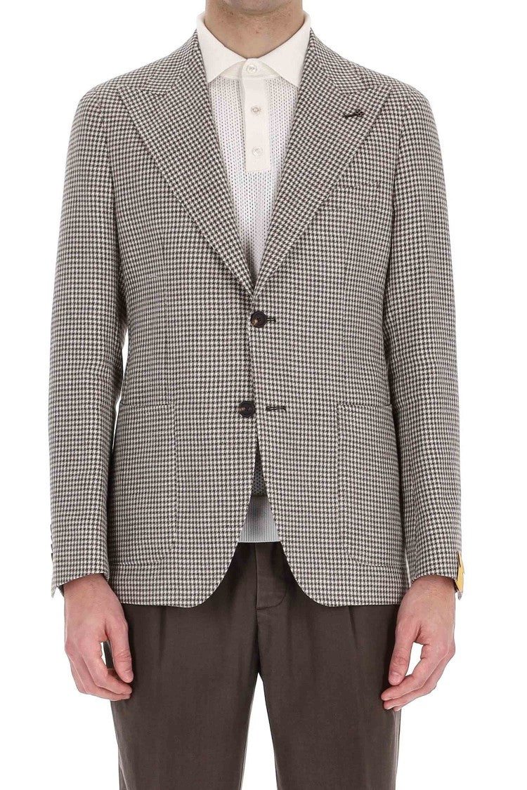 Tagliatore Pied-De-Poule Linen-Cotton Jacket Pino Lerario Line
