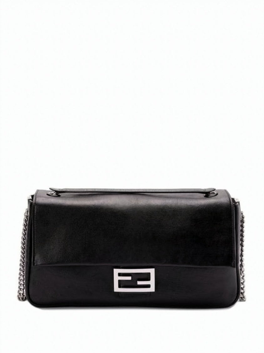 Fendi Large Smooth Calf Leather Shoulder Bag With Silver-Tone Clasp
