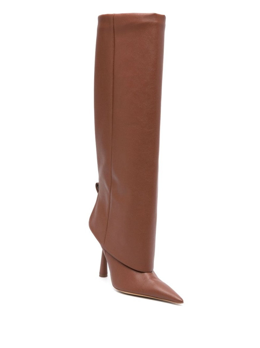 Gia Borghini Brown Eco-Leather Knee-High Boots