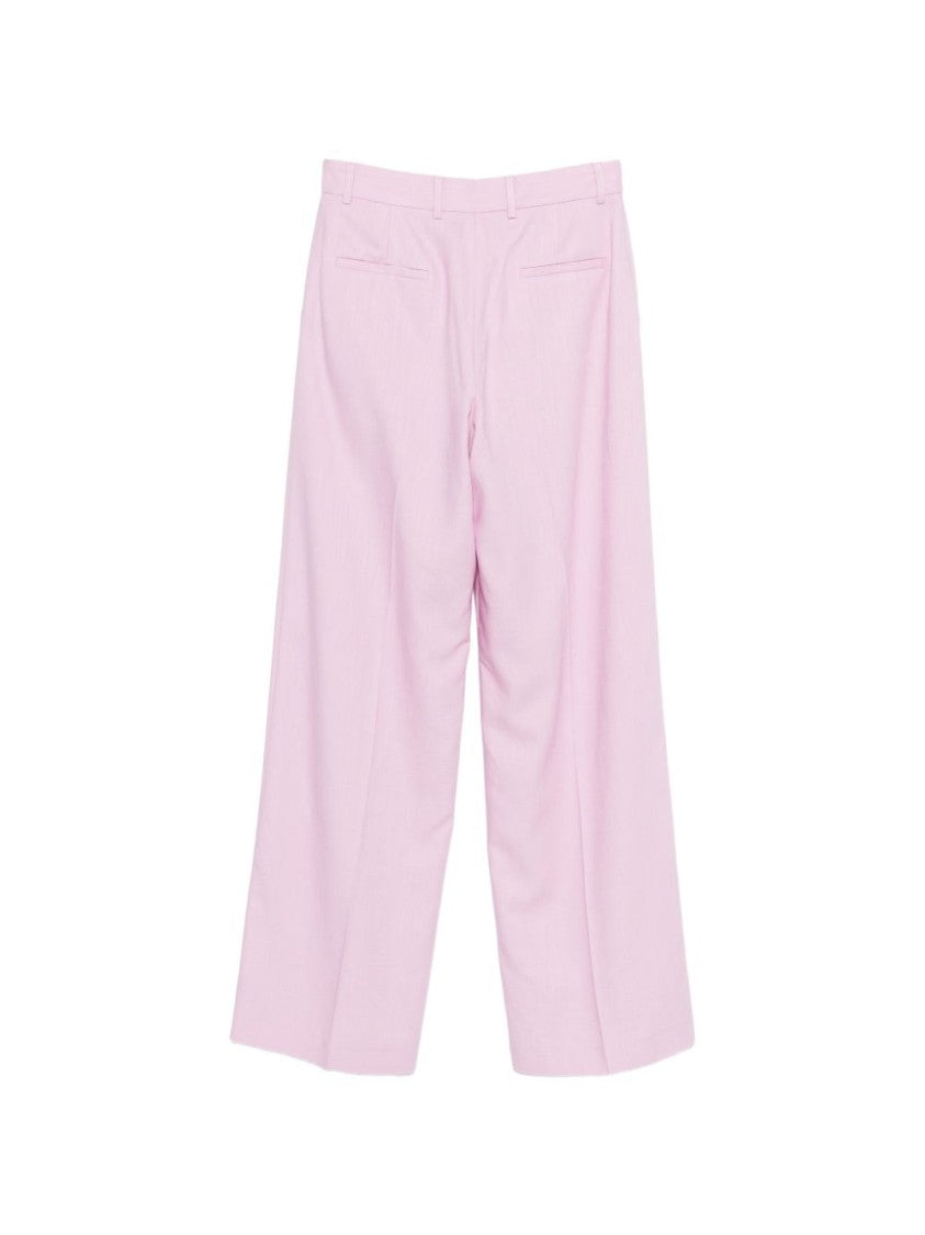 Msgm Wide-Leg Trousers With Belt Loops And Concealed Fastening