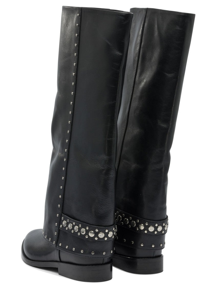 Strategia Black Ankle Boots With Studded Strap