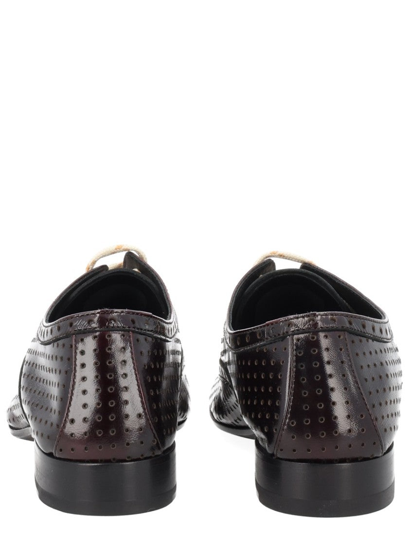 Dries Van Noten Pointed Toe Perforated Laces Loafers