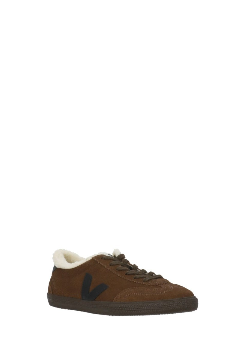 Veja Volley Winter Brown Shearling Suede Low-Top Sneakers