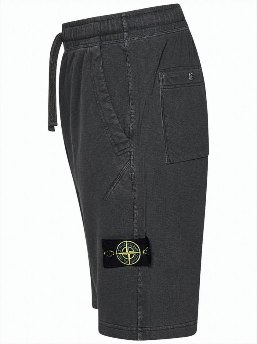 Stone Island Relaxed Fit Cotton Shorts With Elastic Waistband And Compass Patch