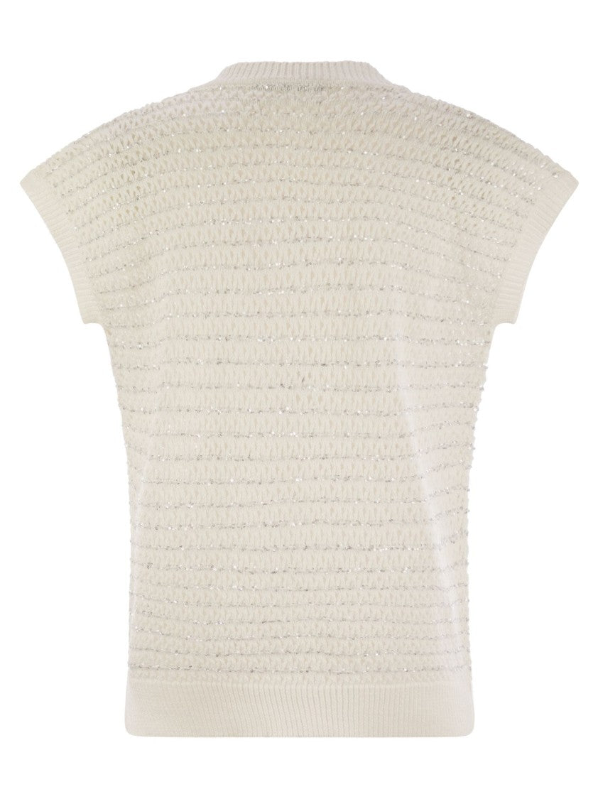 Fabiana Filippi Cotton Crochet Jumper With Sequins