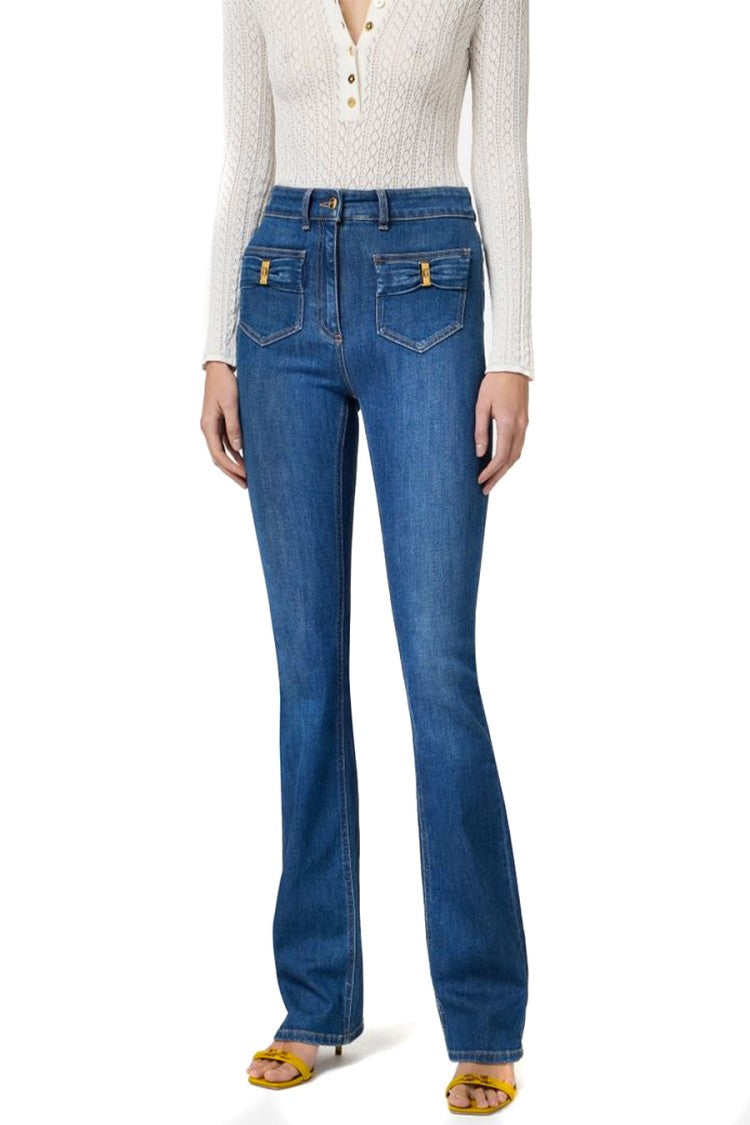 Elisabetta Franchi Flared High-Waisted Denim Jeans