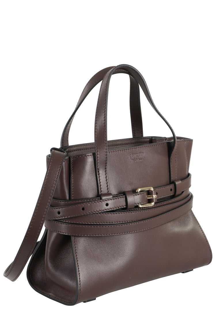 Moschino Chocolate Brown Smooth Leather Handbag