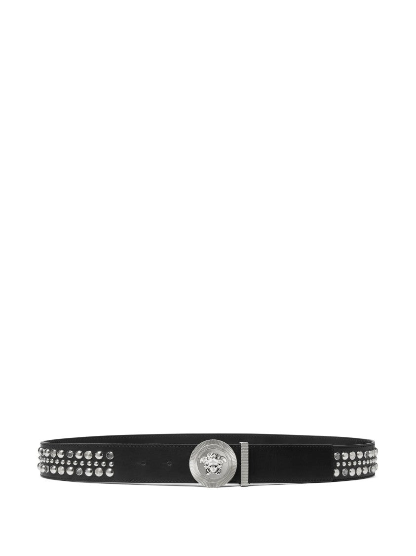 Versace Black Mix Borchie Studded Leather Belt