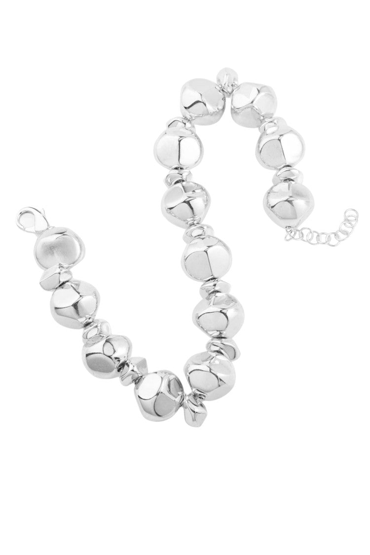Federica Tosi Silver Mix Stone 925 Silver Plated Bronze Metal Necklace