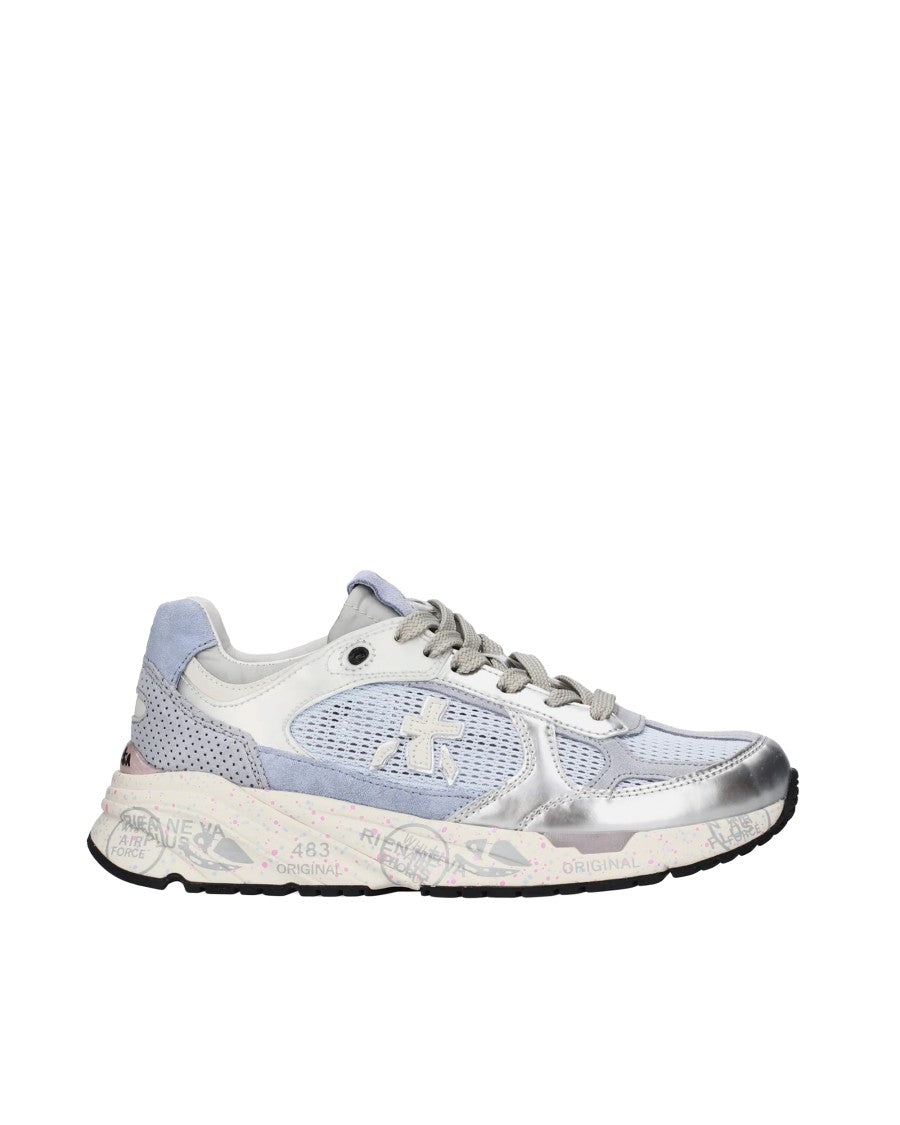 Premiata Nineties-Inspired Light Blue Sneakers With Contrasting Detailing