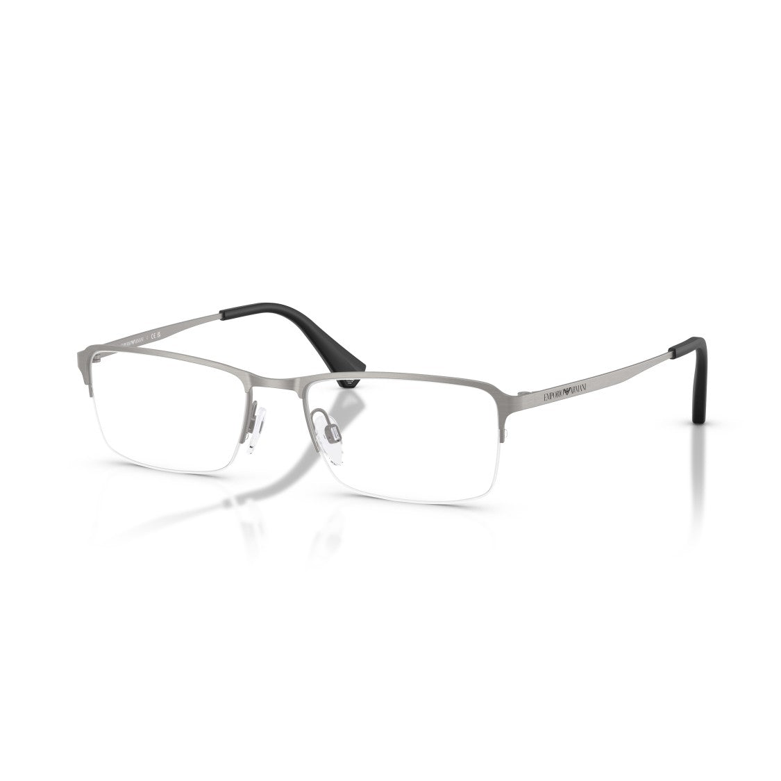 Emporio Armani 0Ea1044td Rectangular Half-Rim Eyeglasses In Matte Silver Titanium