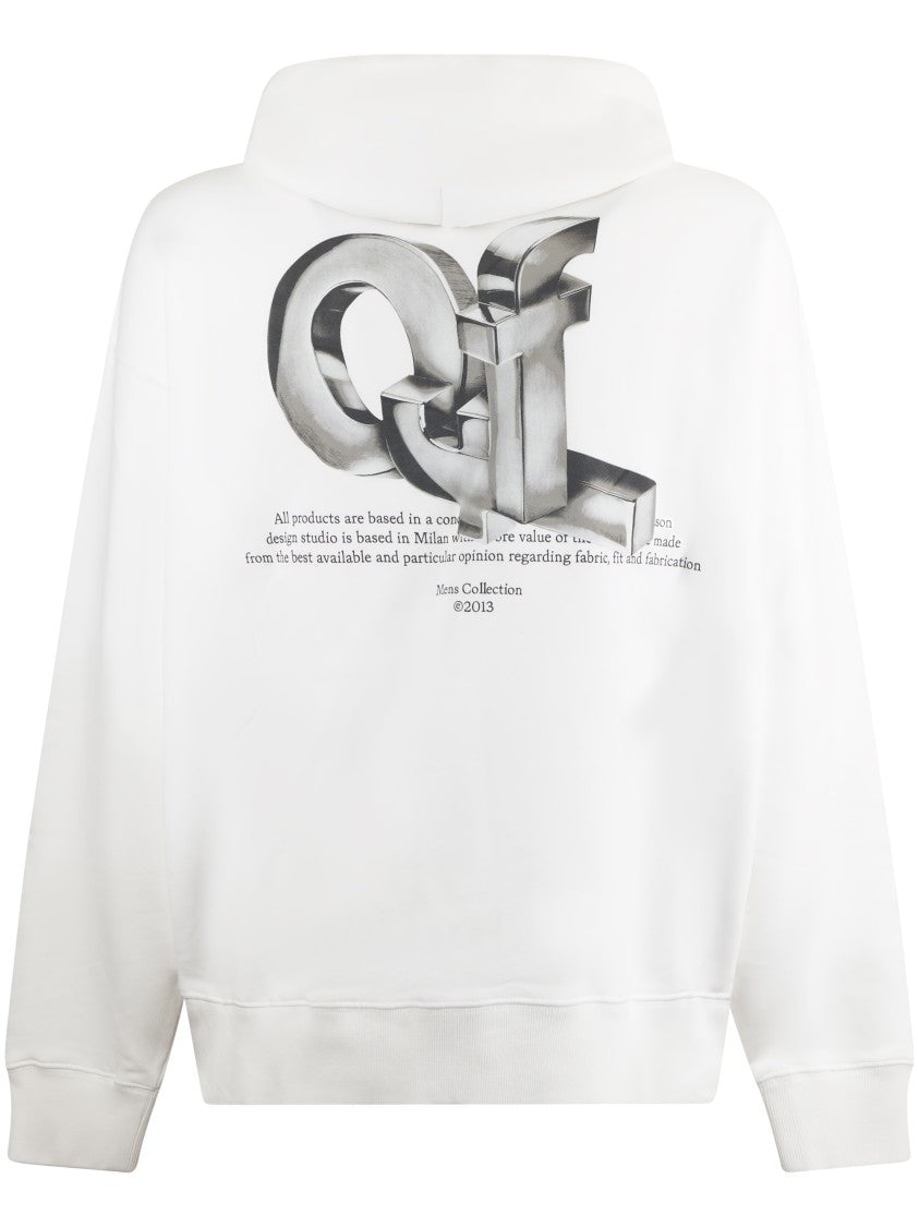 Off-White Classic White Hoodie With 3D Metallic Graphics