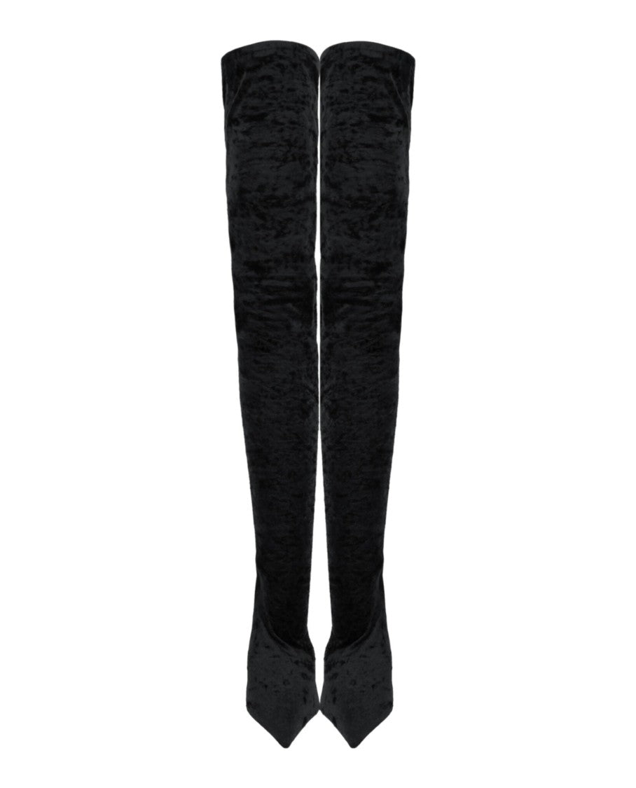 Balenciaga Knife Cuissardes 110 Crushed Velvet Boots