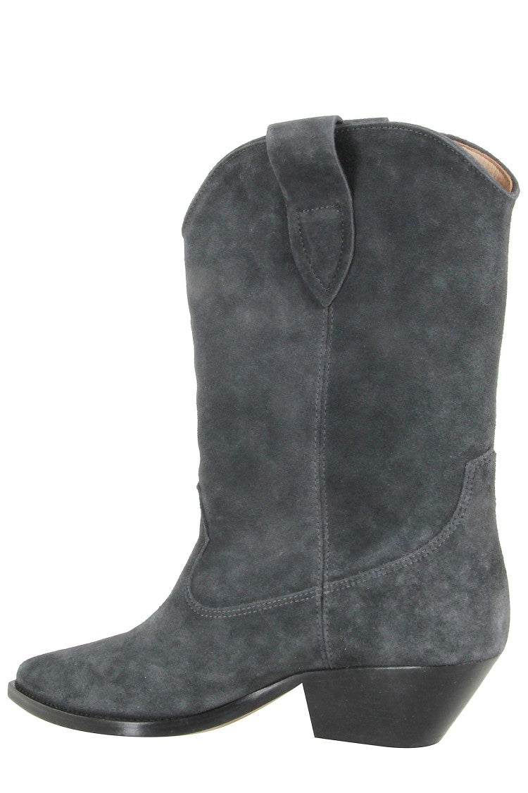Isabel Marant Faded Black Mid-Calf Suede Leather Boots