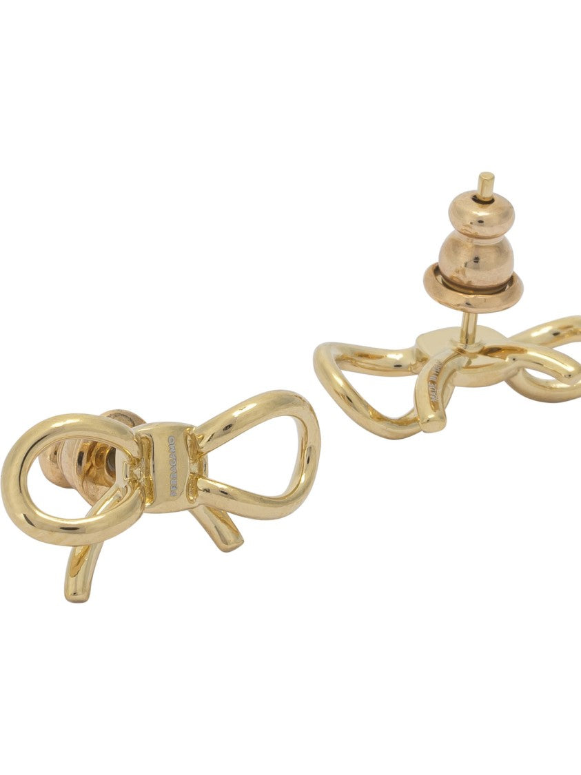 Ferragamo Bow-Shaped Gold-Toned Brass Stud Earrings