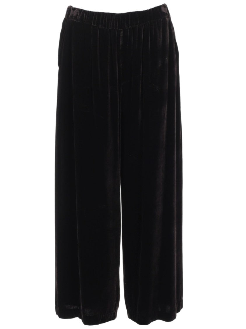 P.A.R.O.S.H. Cropped Wide-Leg Pants With Elastic Waistband And Velvety Texture