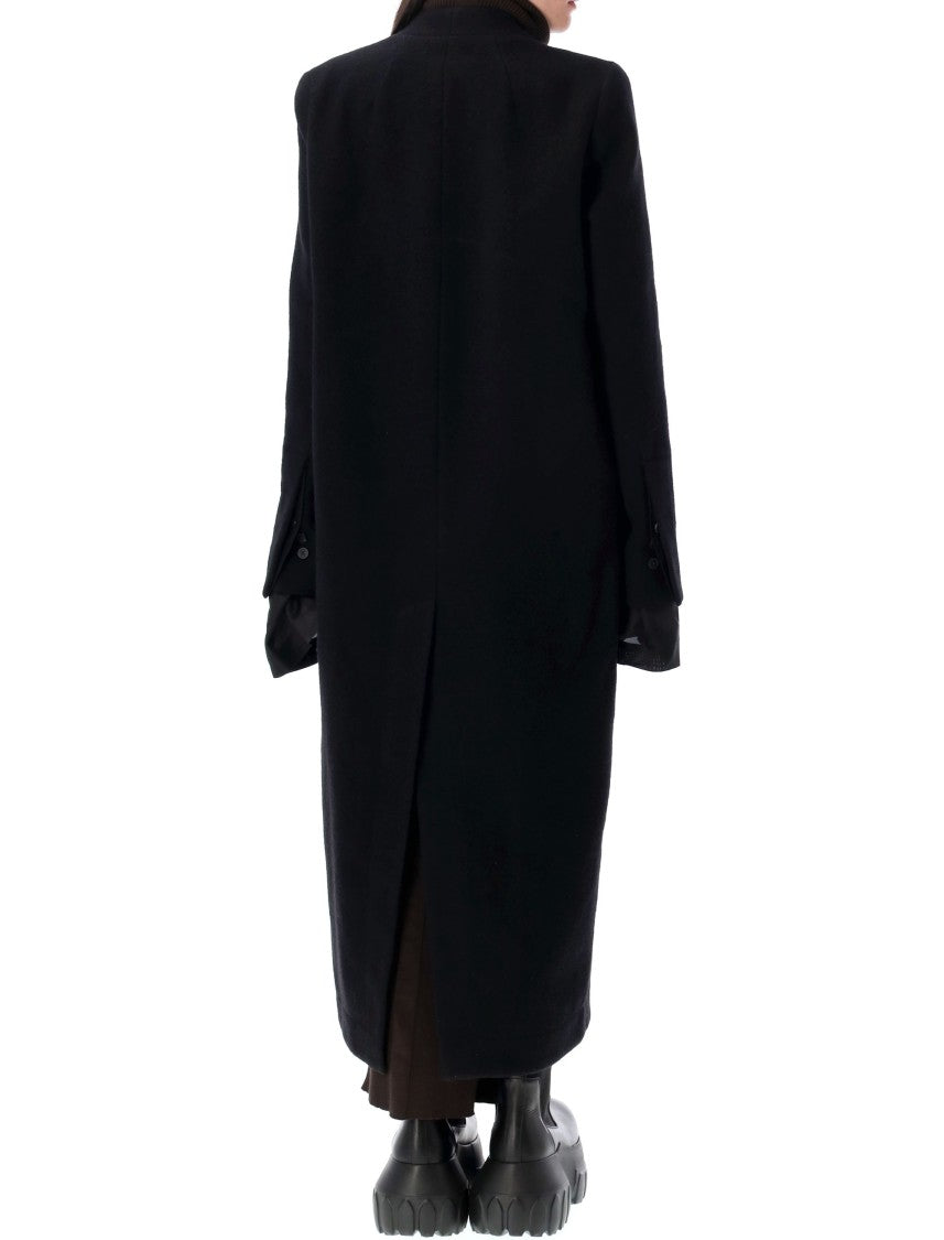 Rick Owens Museum Asymmetrical Long Black Coat