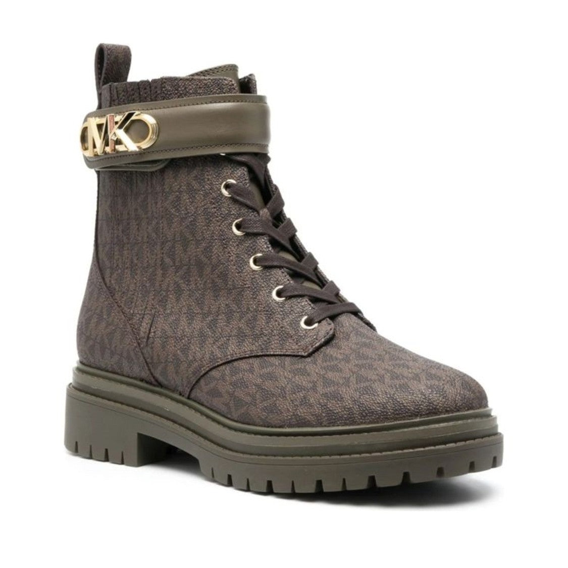 Michael Kors Green Parker Textile Lace-Up Logo Boots