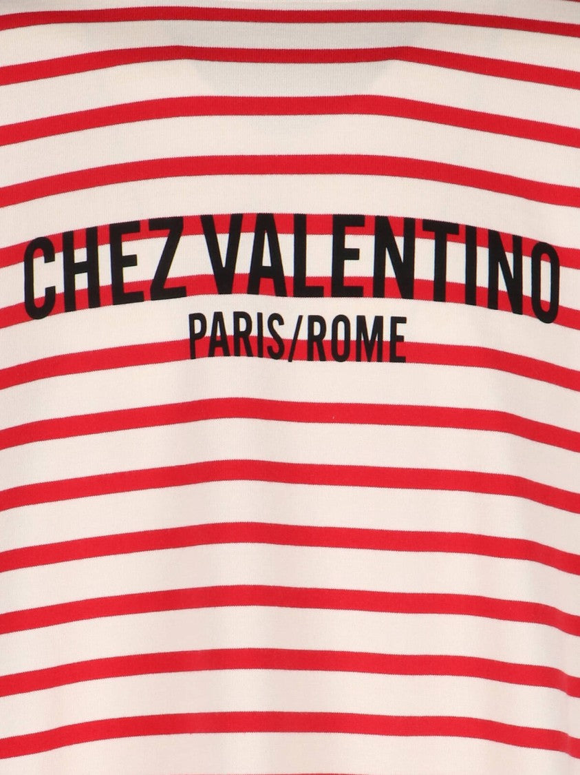 Valentino "Chez" Striped T-Shirt – Red