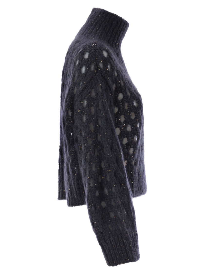 Brunello Cucinelli Dazzling Net Turtleneck Sweater