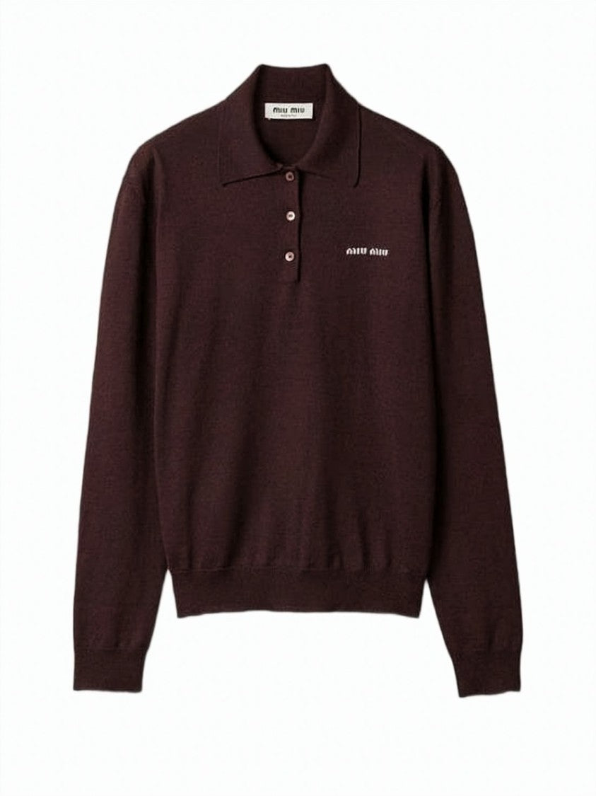 Miu Miu Wool Knit Polo Shirt With Classic Collar