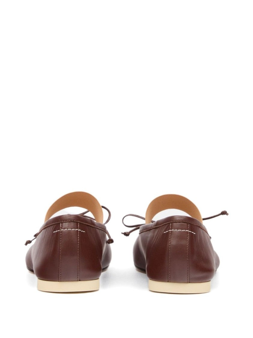 Mm6 By Maison Margiela Rich Brown Leather Ballerina Flats