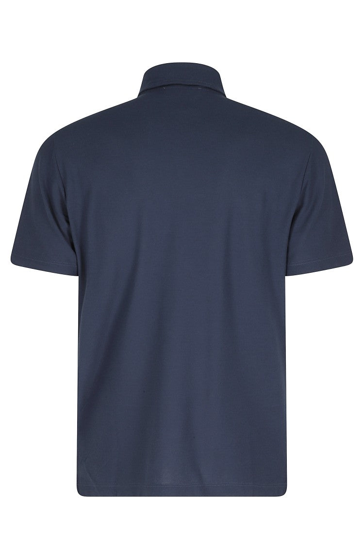 Zanone Blue Classic Short Sleeve Side Slit Cotton Polo Shirt