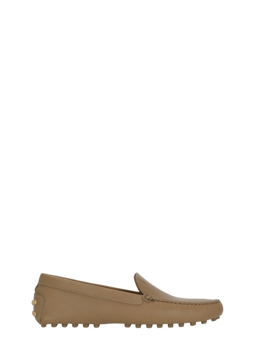 Tod's Brown Embossed Logo Leather Loafers