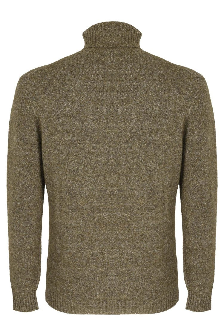 Kangra Olive Green Textured Alpaca-Blend Turtleneck Sweater