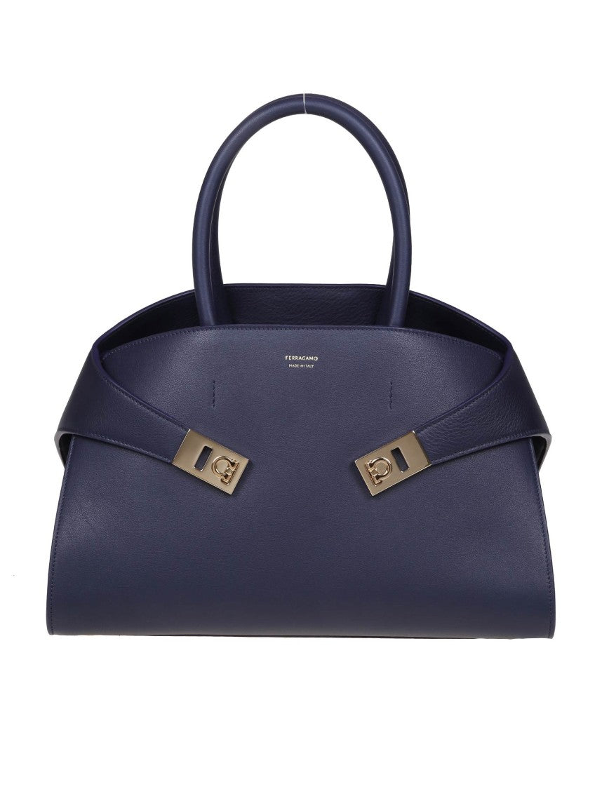 Salvatore Ferragamo Hug Th M Handbag In Blue Leather\