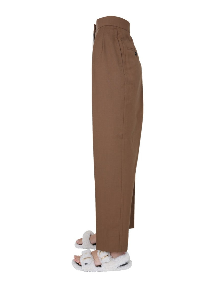 Marni High-Waisted Brown Virgin Wool Trousers