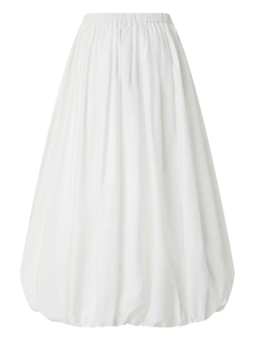 Pinko Voluminous White Cotton Skirt With Gathered Design