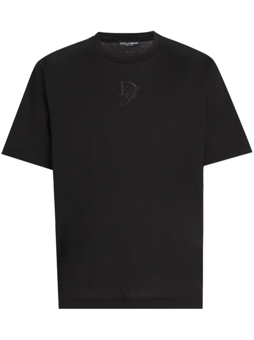 Dolce & Gabbana Relaxed Fit Black T-Shirt With Embossed Logo
