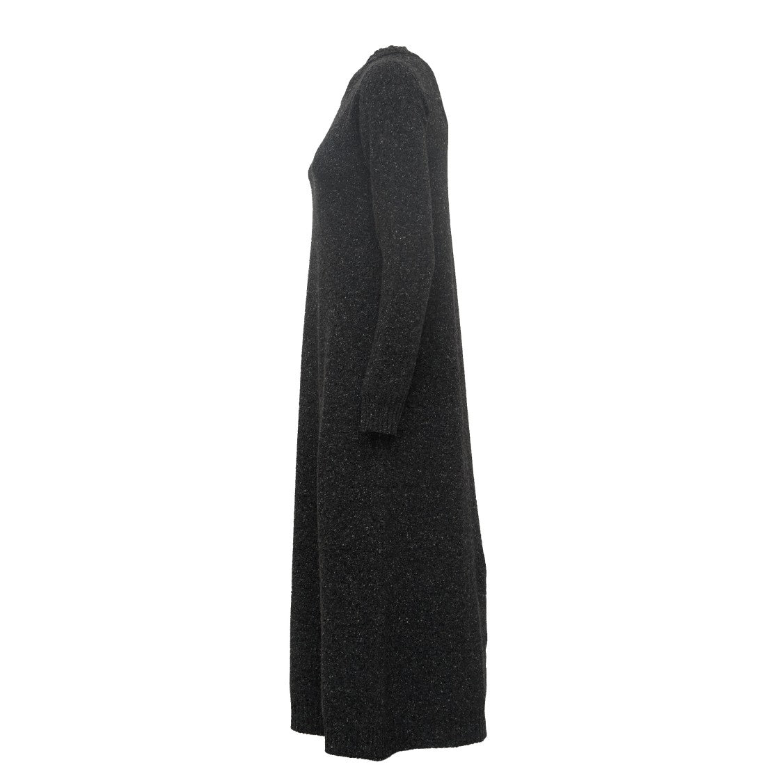 Max Mara Flared Ribbed Detail Wool-Blend Midi Dress