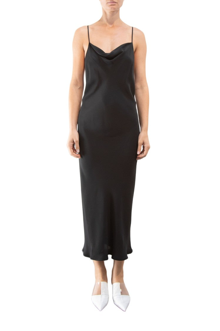 Pier Antonio Gaspari Cowl Neck Crisscross Straps Silk Midi Dress