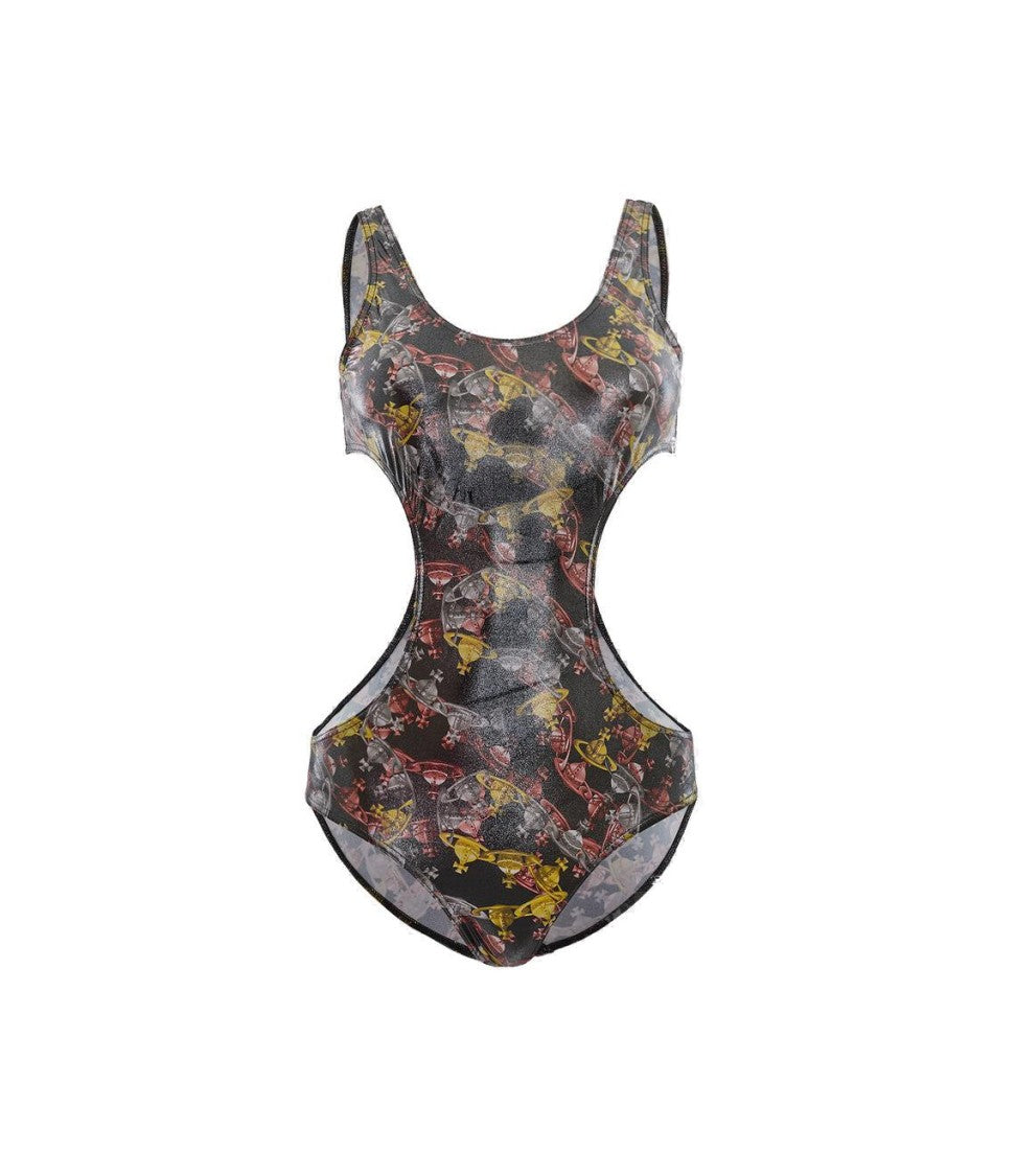 Vivienne Westwood Cut-Out Detail Crazy Orb One Piece Swimsuit
